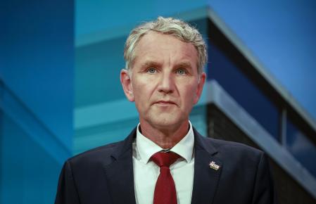 Erfurt (Germany), 01/09/2024.- Top candidate of the far-right AfD (Alternative for Germany) party for regional elections in Thuringia Bjoern Hoecke attends a TV debate at the regional parliament 'Landtag' of Thuringia in Erfurt, Germany, 01 September 2024. Thuringia state election, voting for the regional parliament 'Landtag', is be held on 01 September 2024