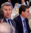 El presidente del PP, Alberto Núñez Feijóo, Cuca Gamarra y José Luis Martínez-Almeida presenta en un desayuno informativo al líder de los populares de Castilla-La Mancha Paco Núñez