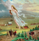 'Progreso americano' (1872), pintura de John Gast sobre la 'gesta' de la conquista del Salvaje Oeste y la expulsión de los indígenas de sus territorios