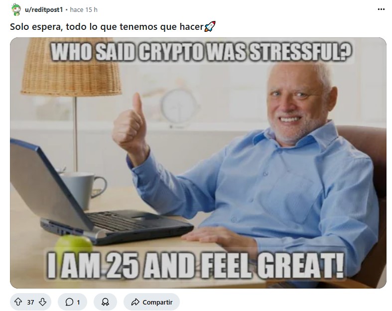 Captura de pantalla de un post de Reddit sobre Dogecoiin.