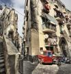 Back alley among the crowded neighborhoods of Naples Italy. Image processed for high dynamic range. Contrast increased in post processing.