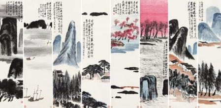 Qi Baishi, Twelve Screens of Landscapes, 1925