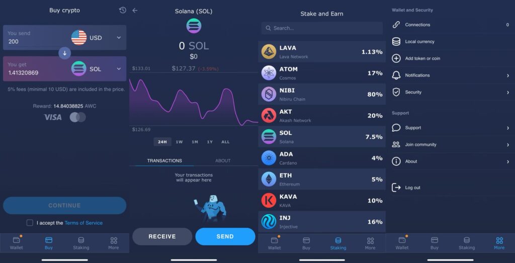 Imagen de interfaz de atomic wallet solana