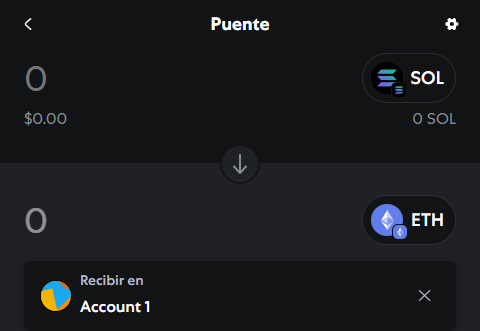 Interfaz MetaMask para "puentear" tokens entre Solana y redes EVM.