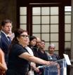 Mexico City Mayor Clara Brugada delivers a message after two top members of her team were killed by gunmen, in Mexico City, Mexico, May 20, 2025. Mexico City Government/Handout via REUTERS THIS IMAGE HAS BEEN SUPPLIED BY A THIRD PARTY. NO RESALES. NO ARCHIVES.