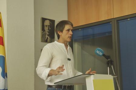 Rueda de prensa de ERC en Badalona .