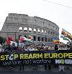 ROME (Italy), 21/06/2025.- People take part in a demonstration against war, rearmament, genocide, and authoritarianism promoted by the Stop ReArm Europe campaign, in Rome, Italy, 21 June 2025. (Protestas, Italia, Roma) EFE/EPA/FABIO FRUSTACI