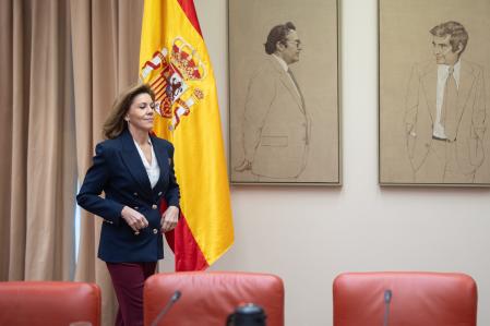 La exministra de Defensa y ex secretaria general del Partido Popular María Dolores Cospedal en la Comisión de Investigación sobre la denominada