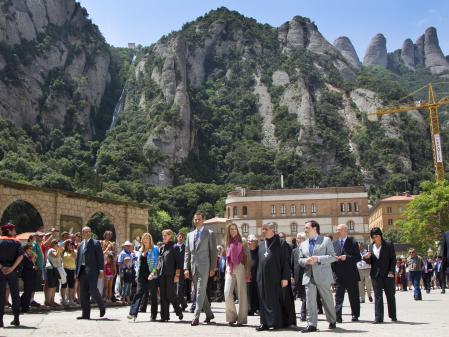 Los entonces príncipes de Asturias en su visita a Montserrat que tuvo lugar el 14 de julio de 2011
