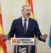 El presidente de Aragón, Jorge Azcón, durante su intervención para hablar del pacto para el nuevo sistema de financiación en Catalunya