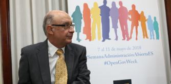 El ministro de Hacienda y Función Pública, Cristóbal Montoro, interviene en la inauguración de la jornada sobre 'Estado abierto: principales retos y oportunidades para los poderes públicos y la sociedad civil'