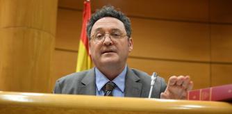 El Fiscal General del Estado, Álvaro García Ortiz, durante su comparecencia en la Comisión de Justicia, en el Senado, a 18 de febrero de 2025, en Madrid (España). García Ortiz comparece para presentar la Memoria anual de la Fiscalía referida a 2023. Es la primera vez que acude a las Cortes Generales desde que el Tribunal Supremo (TS) le imputó por un presunto delito de revelación de secretos contra el novio de la presidenta de la Comunidad de Madrid.