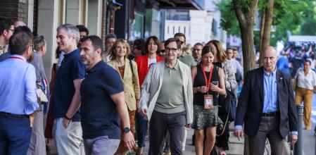 Comite Federal del Psoe en la sede de Ferraz Salvador Illa llegada