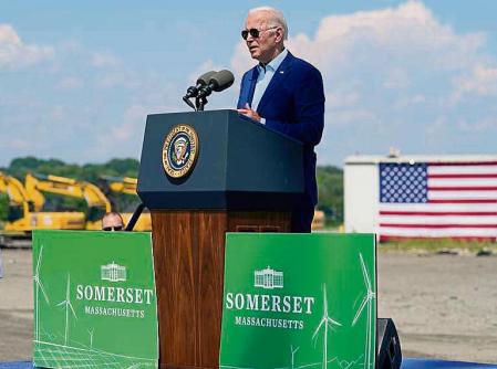 President Joe Biden speaks about climate change and clean energy at Brayton Power Station, Wednesday, July 20, 2022, in Somerset, Mass. (AP Photo/Evan Vucci)