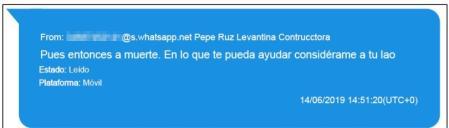 Whatsapp entre José Ruz y Koldo García
