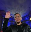 (FILES) Nvidia CEO Jensen Huang acknowledges being recognized by US President Donald Trump as he delivers remarks at the 