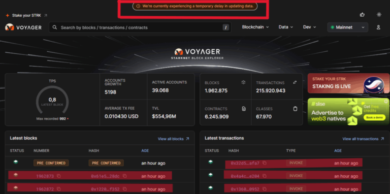 StarkNet (L2 de Ethereum) sufre múltiples interrupciones de servicio