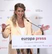 La vicepresidenta segunda del Gobierno y ministra de Trabajo y Economía Social, Yolanda Díaz, protagoniza un desayuno informativo de Europa Press en el NH Collection Eurobuilding, a 9 de octubre de 2025 en Madrid (España).