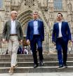 FOTO ALEX GARCIA EL LIDER DEL PP ALBERTO NUÑEZ FEIJOO EN EL CENTRO DE BARCELONA CON DANIEL SIRERA Y MANUEL REYES 2025/07/11