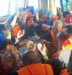 A screengrab from a live stream video shows crew raise their hands after Israeli navy forces boarded the Gaza-bound vessel Florida, part of the Global Sumud Flotilla, which flotilla organisers report has been intercepted, October 2, 2025. Global Sumud Flotilla/Handout via REUTERS THIS IMAGE HAS BEEN SUPPLIED BY A THIRD PARTY. MANDATORY CREDIT. NO RESALES. NO ARCHIVES.