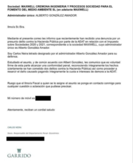 Documento recibido por Juan Lobato