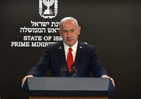 FILED - 10 August 2025, Israel, Jerusalem: Israeli Prime Minister Benjamin Netanyahu speaks during a press conference at the Prime minister's office in Jerusalem. Photo: Haim Zach/GPO/dpa - ATTENTION: editorial use only and only if the credit mentioned above is referenced in full