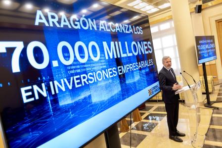 El presidente de Aragón, Jorge Azcón, durante la presentación de la inversión de Forestalia