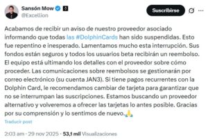 JAN3 suspende sus tarjetas sin KYC