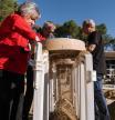 Employees and volunteers work on the first phase of exhuming victims of repression during the Spanish Civil War and the Franco regime in the mass grave of the cemetery, expected to contain around 150 bodies, in Ejea de los Caballeros, in Zaragoza Province, on October 28, 2025. Spain marks the 50th anniversary of Franco's death on November 20, 1975. His regime honoured its own dead in the Spanish civil war and left its opponents buried in unmarked graves across the country. The few surviving children of victims race against time to recover and identify the remains of their parents through DNA testing. There are over 3,300 mass graves from the civil war and about 140,000 missing persons. (Photo by Cesar MANSO / AFP)