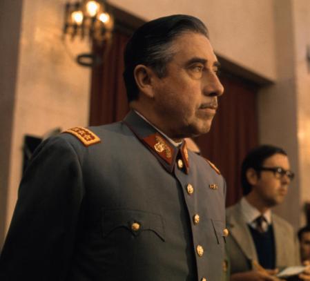 General Augusto Pinochet, head of Chile's ruling military junta, holds a news conference at Santiago's War College on September 21, 1973. Pinochet states that neither the US nor any other foreign nation was involved in the coup d'etat that overthrew the Marxist government of President Salvador Allende.
