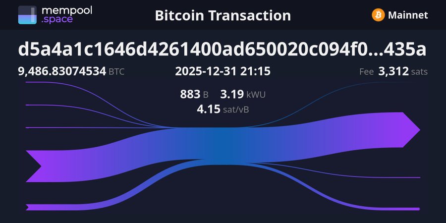 Gráfico de mempool.space sobre la compra millonaria de bitcoin realizada por Tether