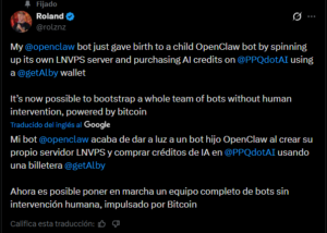 IA crea su propio bot y lo financia de forma autónoma con Lightning de Bitcoin