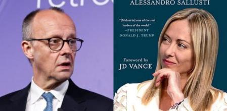 Friedrich Merz (izquierda) y Giorgia Meloni, en la portada de su nuevo libro