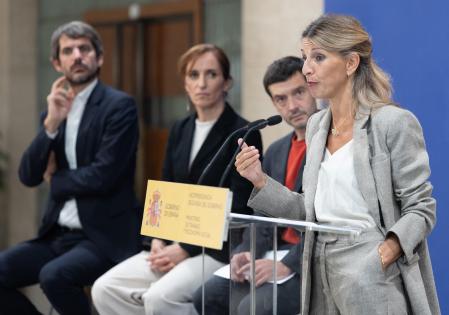 Ernest Urtasun, Mónica García, Pablo Bustinduy y Yolanda Díaz, en un acto en Madrid&nbsp; hace unos meses&nbsp;