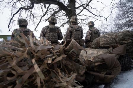 Soldados del batallón Alcatraz, formado por exconvictos, el viernes, en algún lugar del frente del Donbass