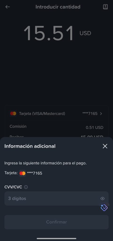 Captura de pantalla de la interfaz de Binance.