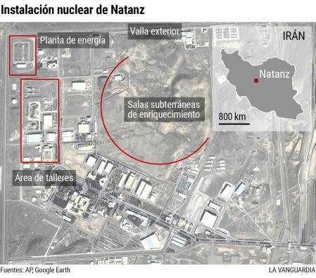 Mapa de la instalación nuclear de Natanz, en Irán
