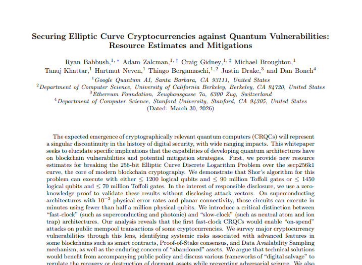 Google confirma que Ethereum es más débil que Bitcoin contra la cuántica 