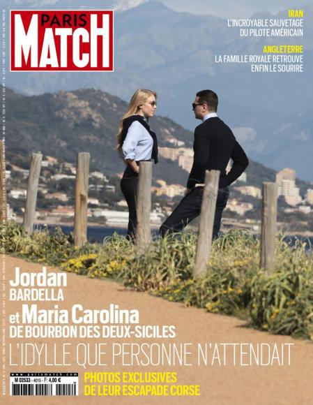 María Carolina de Borbón Dos Sicilias y Jordan Bardella, en la portada de Paris Match&nbsp;