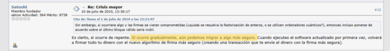 Satoshi anticipó en 2010 cómo Bitcoin sobreviviría a la cuántica