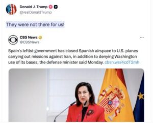 Trump vuelve a cargar contra España en plena cumbre progresista: “No estuvieron allí para nosotros”