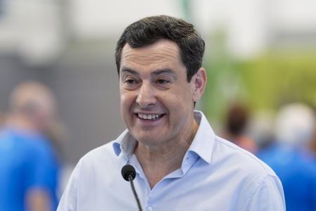 El presidente de la Junta y candidato del PP, Juanma Moreno