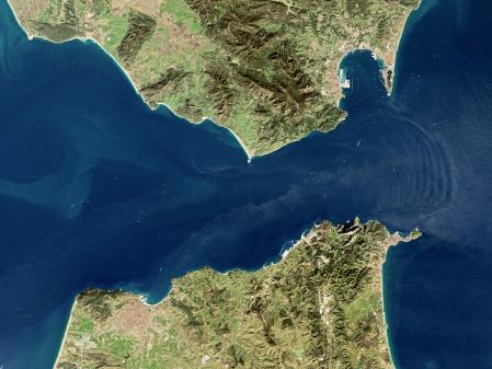Imagen satelital del estrecho de Gibraltar