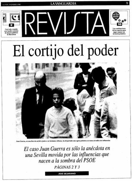 Suplemento que 'La Vanguardia' dedicó tras estallar el caso Juan Guerra en 1990 a una práctica de influencias muy extendida