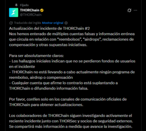 THORChain afirma que no se perdieron fondos de usuarios tras el hackeo