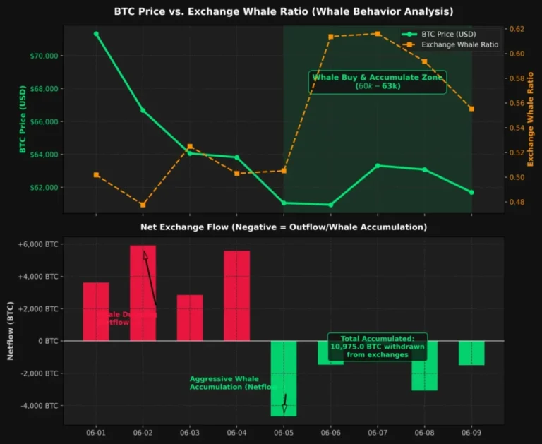 Ballenas de bitcoin aprovecharon la caída a USD 60.000 para recargar sus wallets