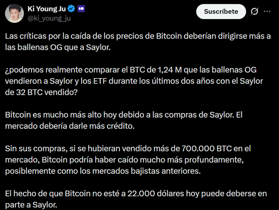 CEO de CryptoQuant defiende a Michael Saylor tras la venta de 32 BTC