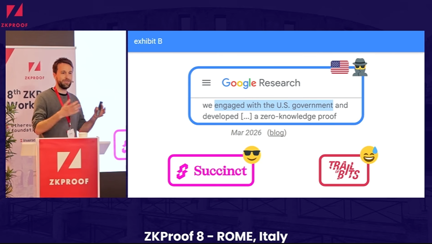 El desarrollador del ecosistema Ethereum Justin Drake en una conferencia.