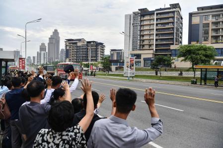 Las jugadoras fueron recibidas en las calles de Pyongyang a su regreso a Corea del Norte, el 26 de mayo